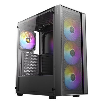 <ul><li>Form Factor: Mid Tower</li><li>Motherboard Support: ATX</li><li>PSU Included: None</li><li>Case Colour: Black</li><li>LED Colour: RGB</li><li>USB 3.0: 1</li><li>Side Panel: Tempered Glass</li></ul>