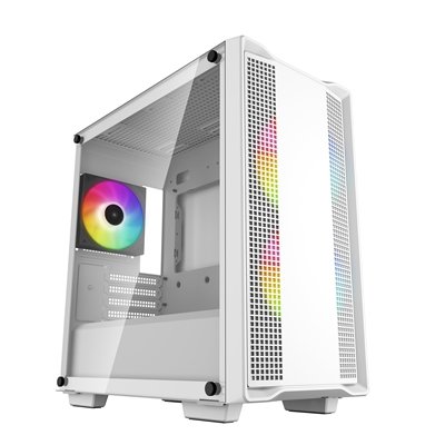 <ul><li>Form Factor: Micro Tower</li><li>Motherboard Support: Micro ATX</li><li>PSU Included: None</li><li>Case Colour: White</li><li>LED Colour: Addressable RGB</li><li>USB 3.0: 1</li><li>Side Panel: Tempered Glass</li></ul>