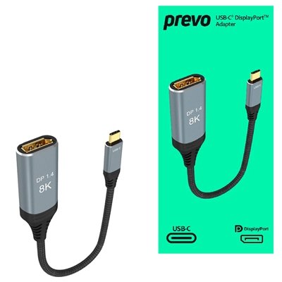 <ul><li>Connection A: USB-C (M)</li><li>Connection B: DisplayPort (F)</li><li>Length: 0.2m</li><li>Colour: Black & Silver</li></ul>