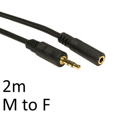<ul><li>Connection A: 3.5mm (M)</li><li>Connection B: 3.5mm (F)</li><li>Length: 2m</li><li>Colour: Black</li></ul>