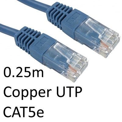 <ul><li>Connection A: RJ45 (M) CAT5e</li><li>Connection B: RJ45 (M) CAT5e</li><li>Length: 0.25m</li><li>Colour: Blue</li></ul>