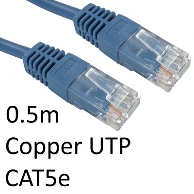 <ul><li>Connection A: RJ45 (M) CAT5e</li><li>Connection B: RJ45 (M) CAT5e</li><li>Length: 0.5m</li><li>Colour: Blue</li></ul>