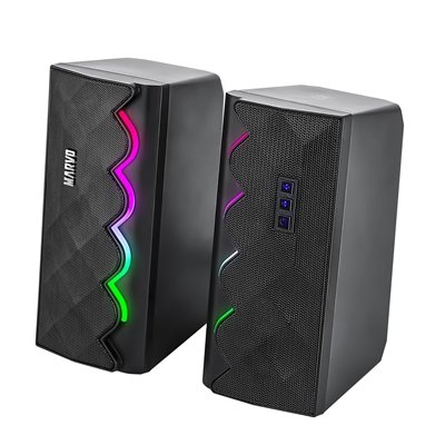 <ul><li>Speaker System: 2.0</li><li>Power Connection: USB</li><li>Audio Input: 3.5mm and Bluetooth</li><li>Output Power: 6W</li><li>Colour: Black with RGB Lighting</li><li>Packaging: Retail</li></ul>