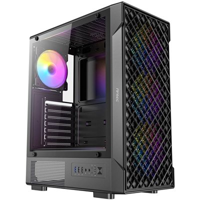 Antec VX320 ARGB Mid-Tower Gaming PC Case – Pre-Installed 4 x 120mm ARGB Fans, Tempered Glass Side Panel, High-Airflow Mesh Front – ATX/Micro-ATX/ITX